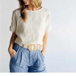 Peplumco Hanna tee. Sz M. Beautiful quality linen. Made in Canada.